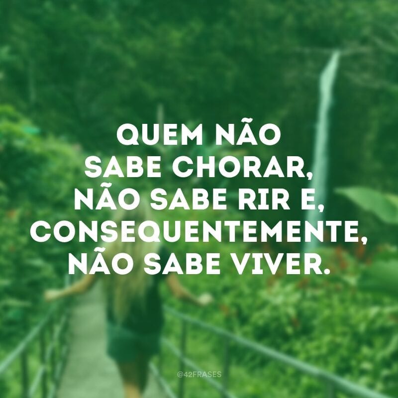 Quem não sabe chorar, não sabe rir e, consequentemente, não sabe viver.