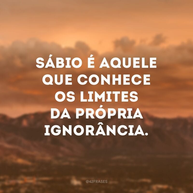 Sábio é aquele que conhece os limites da própria ignorância.