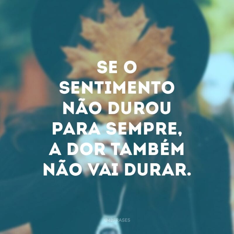 Se o sentimento não durou para sempre, a dor também não vai durar.