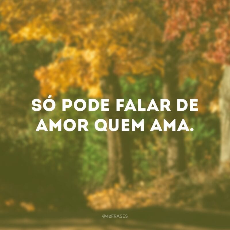 Só pode falar de amor quem ama.