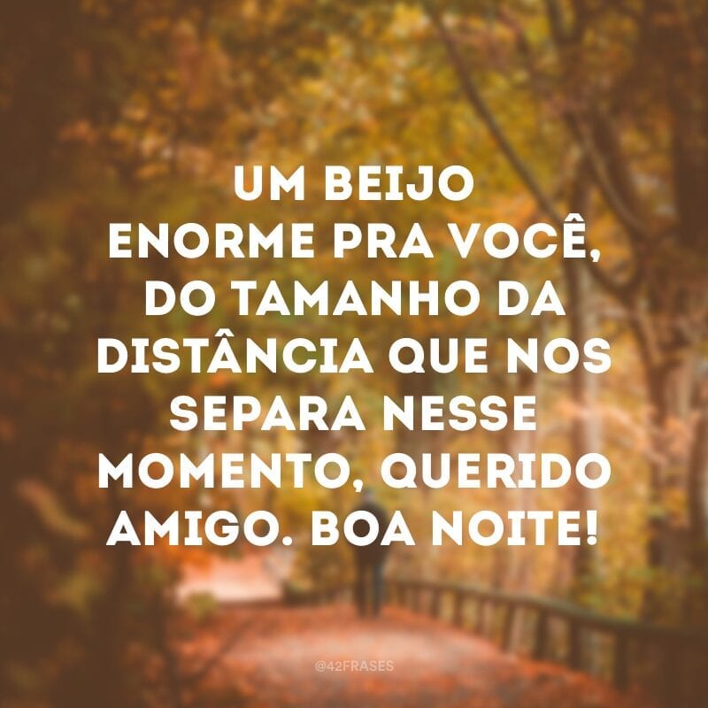 Um beijo enorme pra você, do tamanho da distância que nos separa nesse momento, querido amigo. Boa noite!