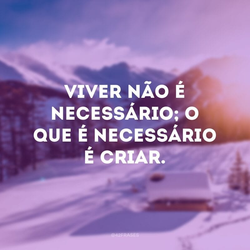 Viver não é necessário; o que é necessário é criar.