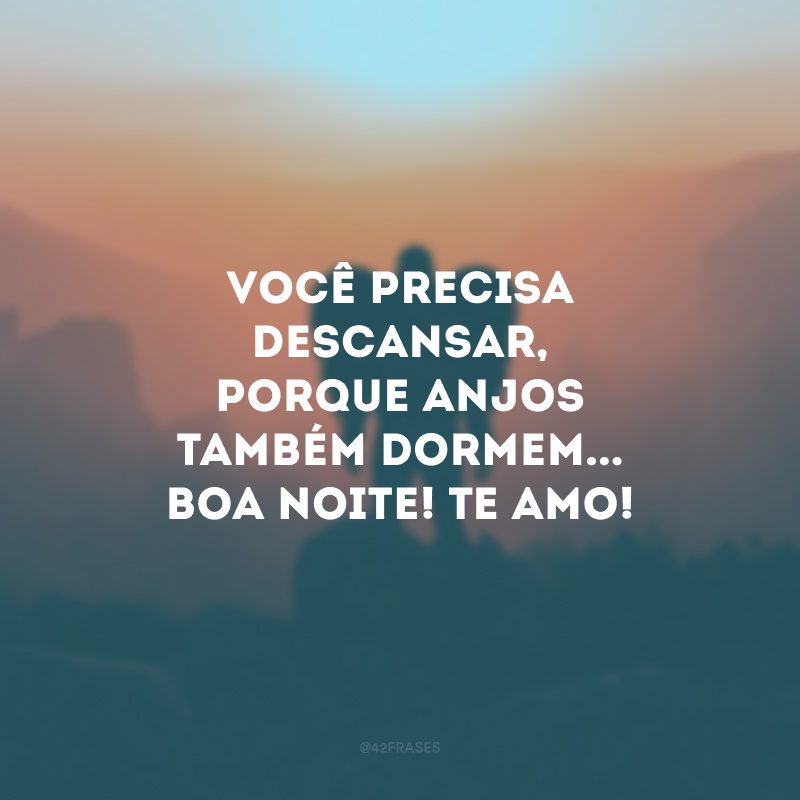 Você precisa descansar, porque anjos também dormem... Boa noite! Te amo!