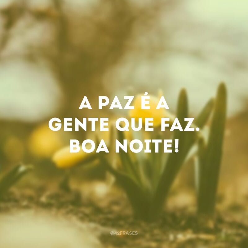 A paz é a gente que faz. Boa noite!