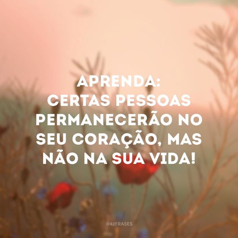 Aprenda: certas pessoas permanecerão no seu coração, mas não na sua vida!