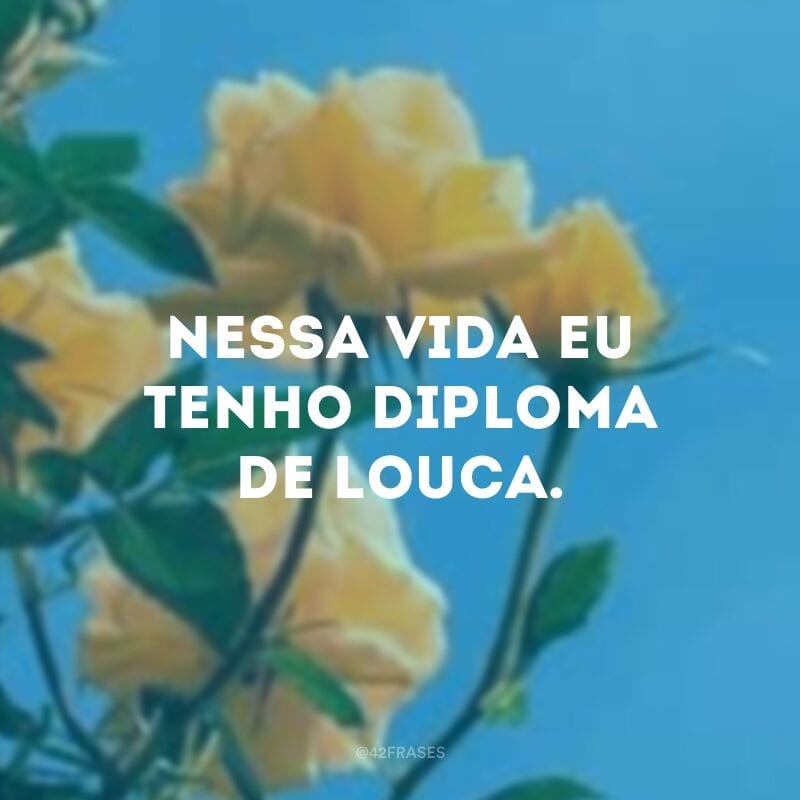 Nessa vida eu tenho diploma de louca.