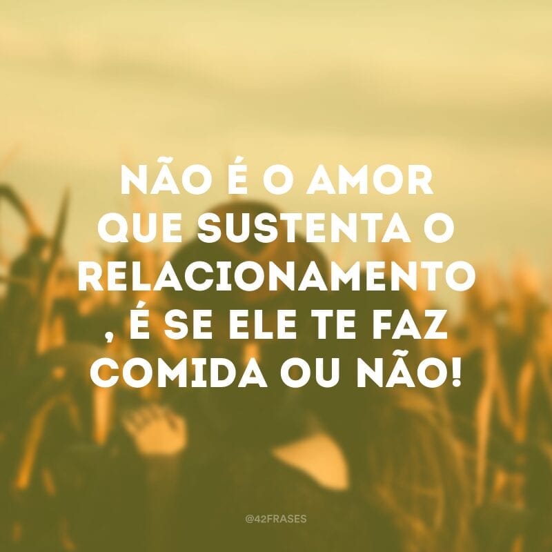 Não é o amor que sustenta o relacionamento, é se ele te faz comida ou não!