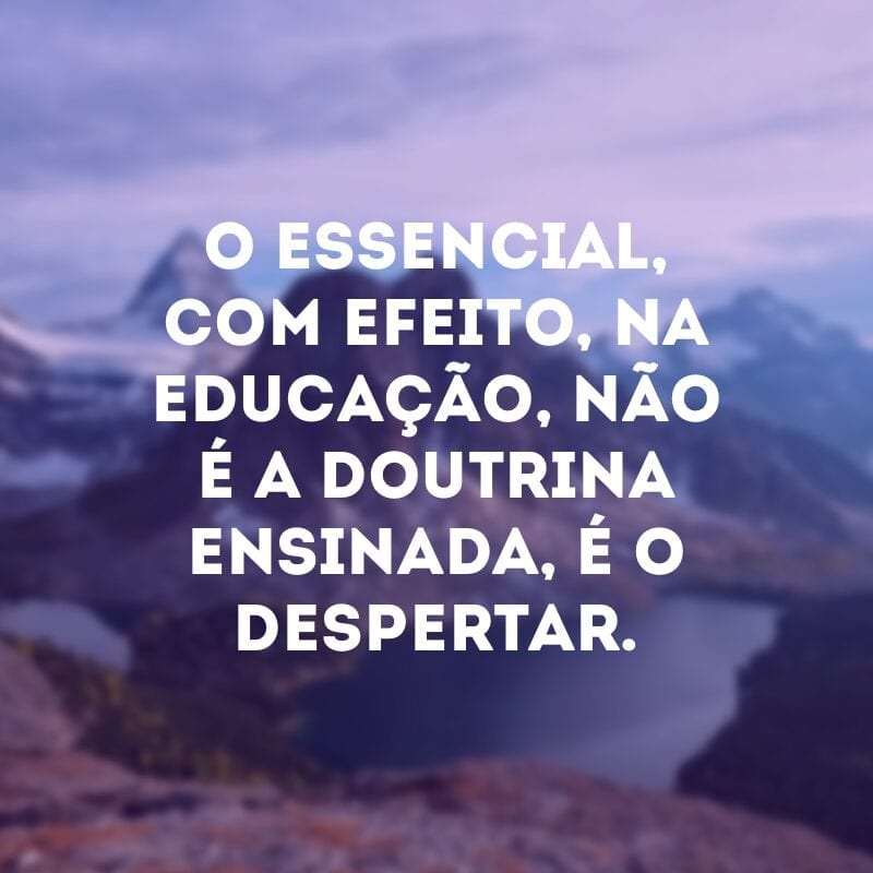 O essencial, com efeito, na educação, não é a doutrina ensinada, é o despertar. 