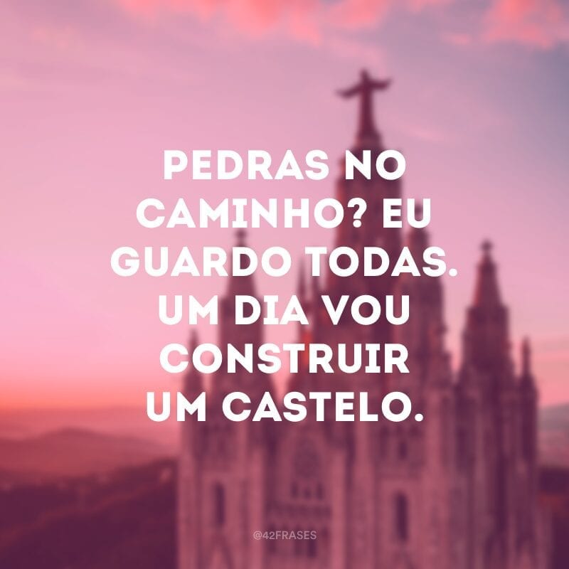 Pedras no caminho? Eu guardo todas. Um dia vou construir um castelo. 