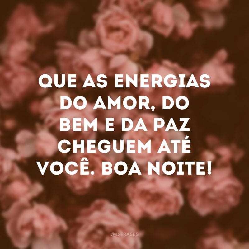 Que as energias do amor, do bem e da paz cheguem até você. Boa noite!