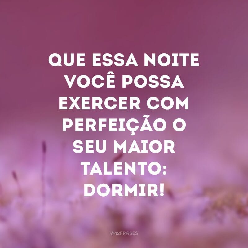 Que essa noite você possa exercer com perfeição o seu maior talento: dormir!