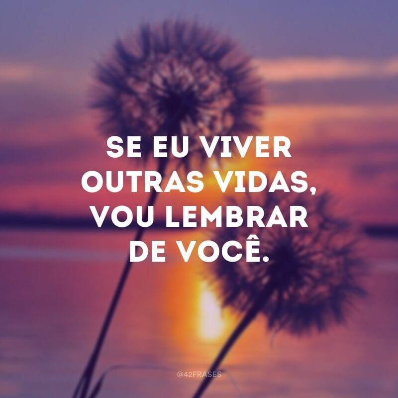 Se eu viver outras vidas, vou lembrar de você.