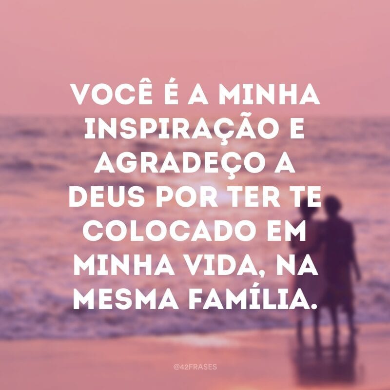 Você é a minha inspiração e agradeço a Deus por ter te colocado em minha vida, na mesma família.