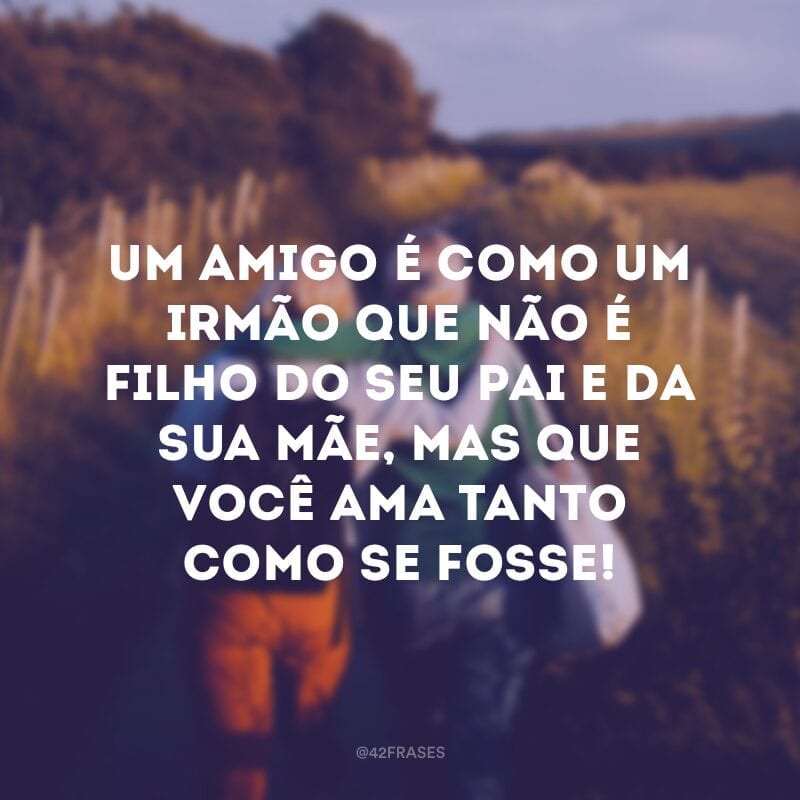 Um amigo é como um irmão que não é filho do seu pai e da sua mãe, mas que você ama tanto como se fosse! 