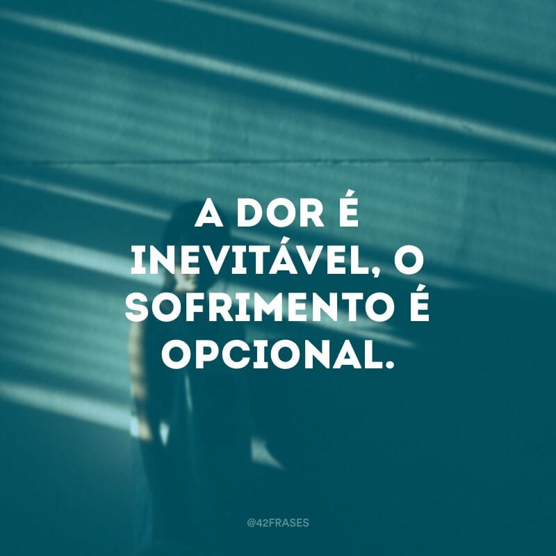 A dor é inevitável, o sofrimento é opcional. 