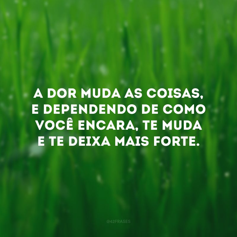 A dor muda as coisas, e dependendo de como você encara, te muda e te deixa mais forte.