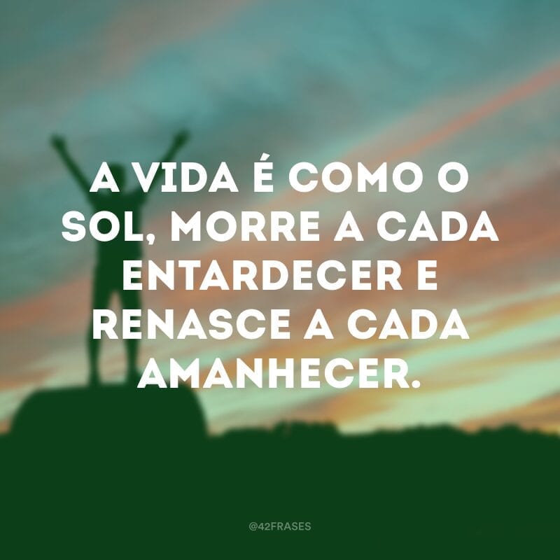 A vida é como o sol, morre a cada entardecer e renasce a cada amanhecer.