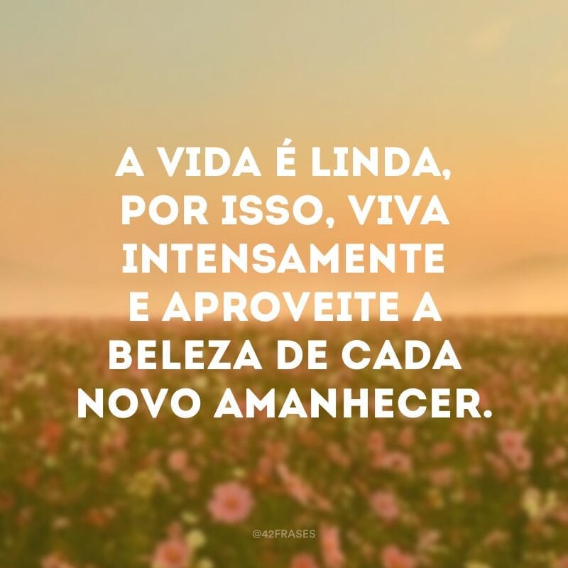 A vida é linda, por isso, viva intensamente e aproveite a beleza de cada novo amanhecer.