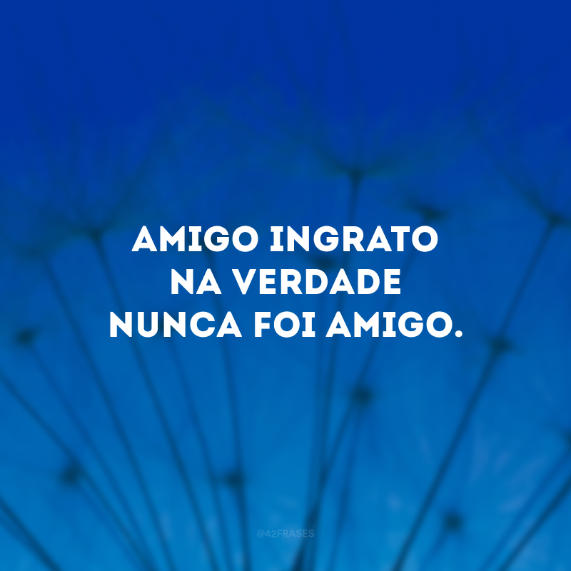 Amigo ingrato na verdade nunca foi amigo. 