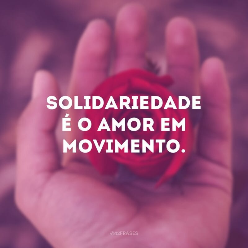 Solidariedade é o amor em movimento.