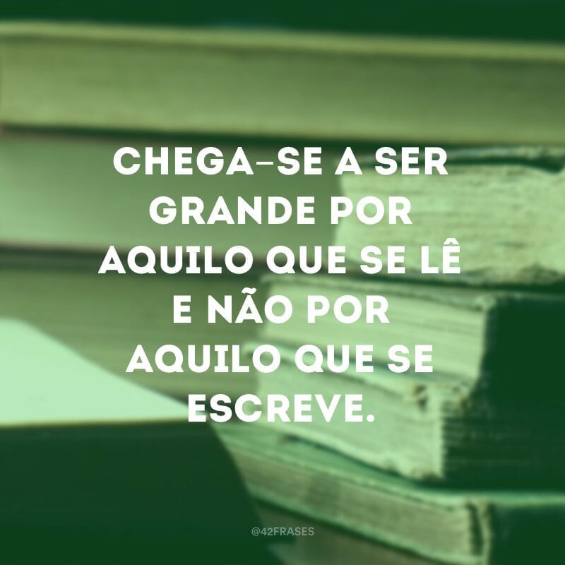 Chega-se a ser grande por aquilo que se lê e não por aquilo que se escreve. 