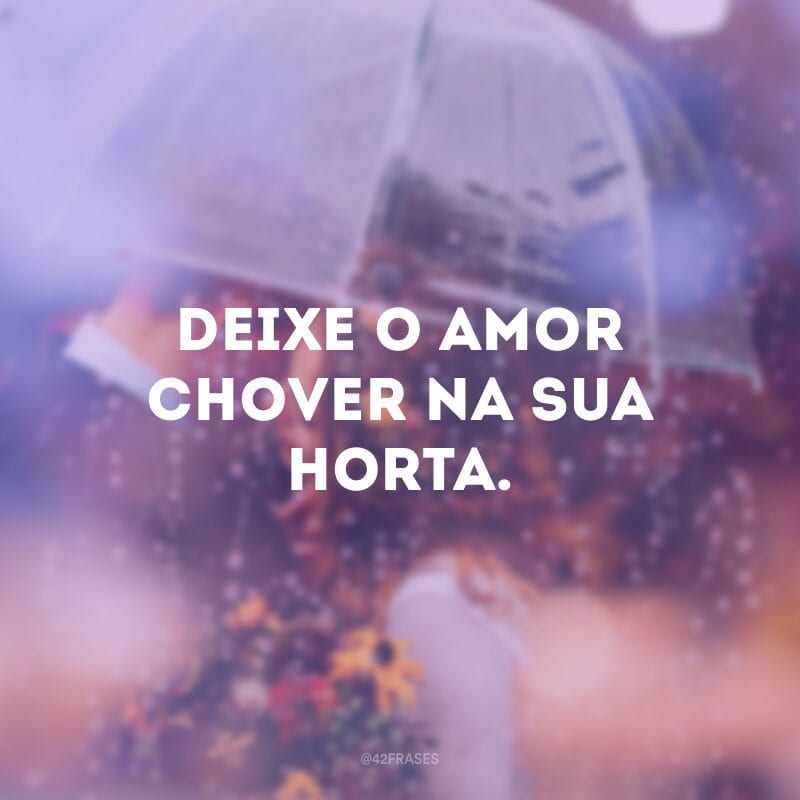 Deixe o amor chover na sua horta.