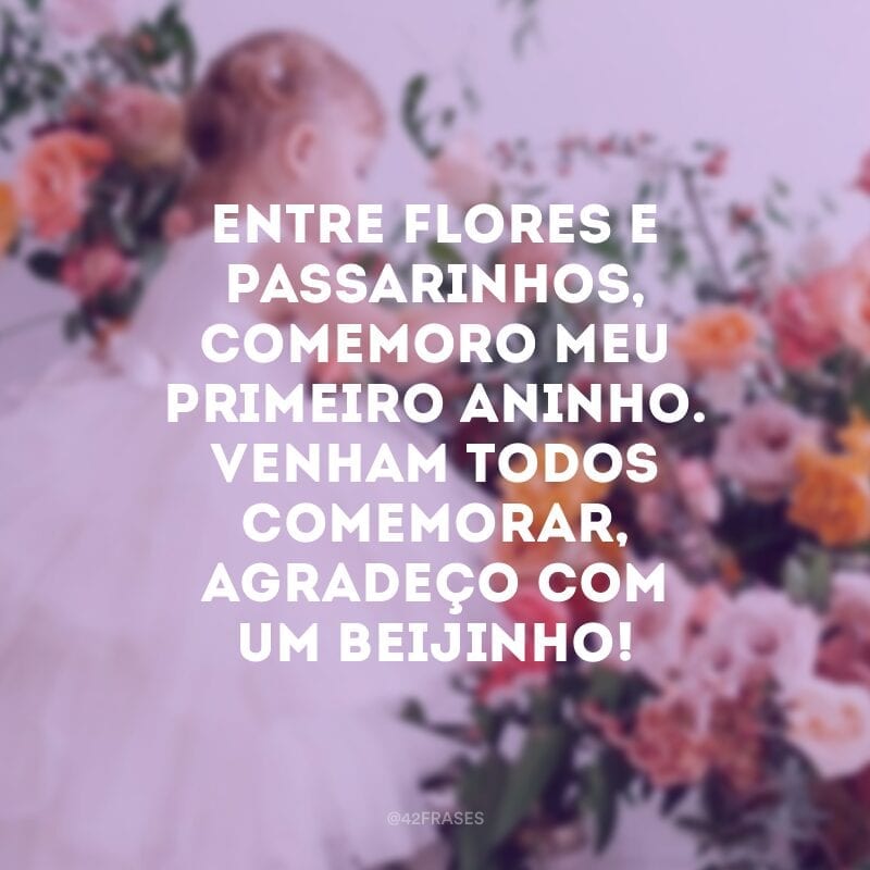 Entre flores e passarinhos, comemoro meu primeiro aninho. Venham todos comemorar, agradeço com um beijinho!