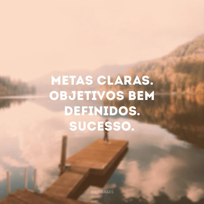 Metas claras. Objetivos bem definidos. Sucesso.