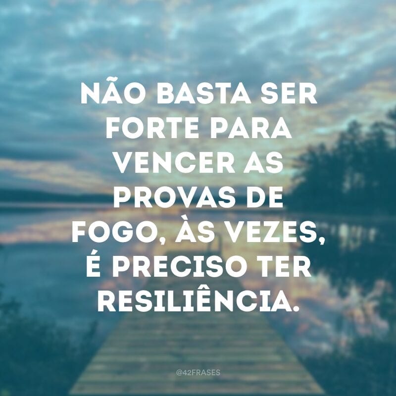 Não basta ser forte para vencer as provas de fogo, às vezes, é preciso ter resiliência.