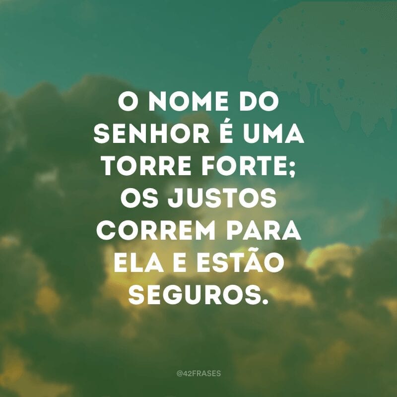 O nome do Senhor é uma torre forte; os justos correm para ela e estão seguros.