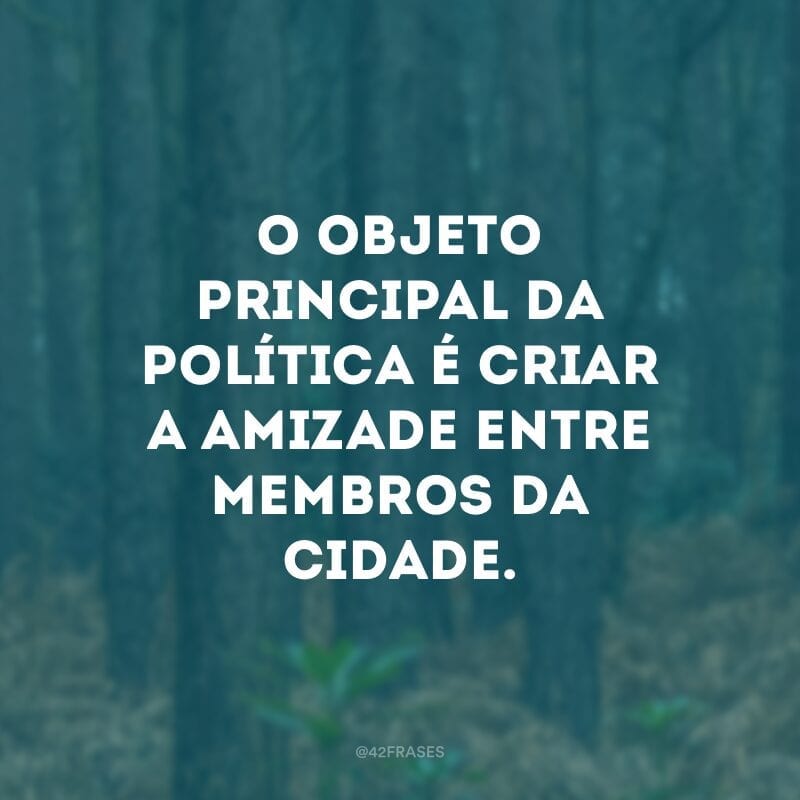 O objeto principal da política é criar a amizade entre membros da cidade.