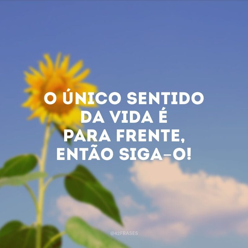 O único sentido da vida é para frente, então siga-o!