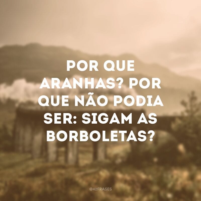 Por que aranhas? Por que não podia ser: sigam as borboletas?