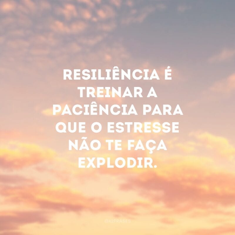 Resiliência é treinar a paciência para que o estresse não te faça explodir.