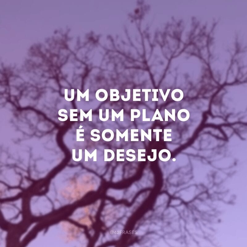 Um objetivo sem um plano é somente um desejo.