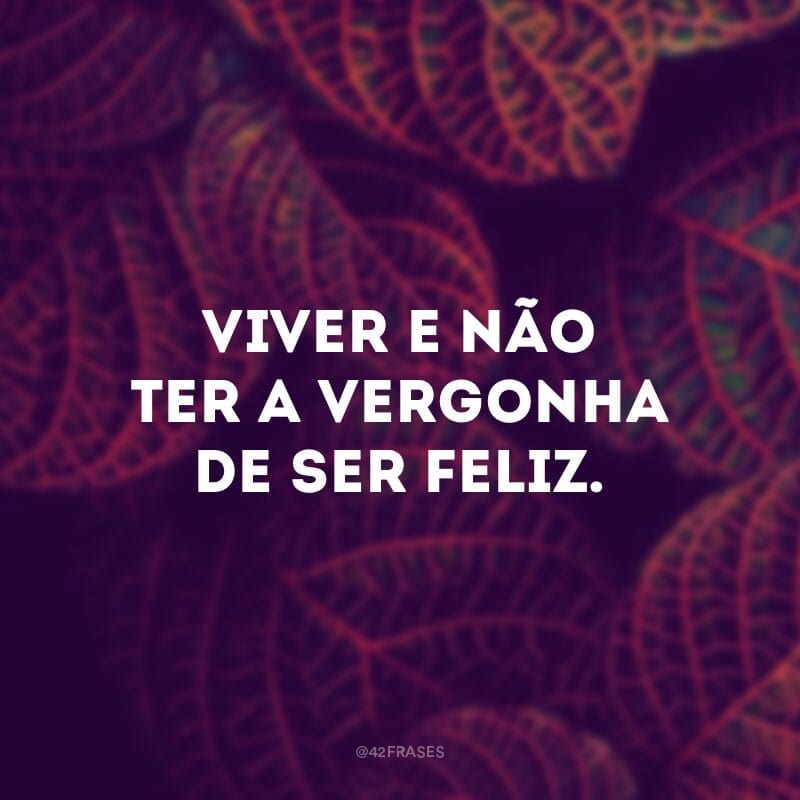 Viver e não ter a vergonha de ser feliz.