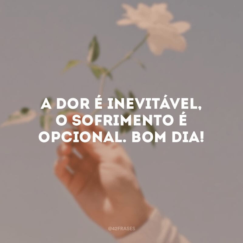 A dor é inevitável, o sofrimento é opcional. Bom dia! 