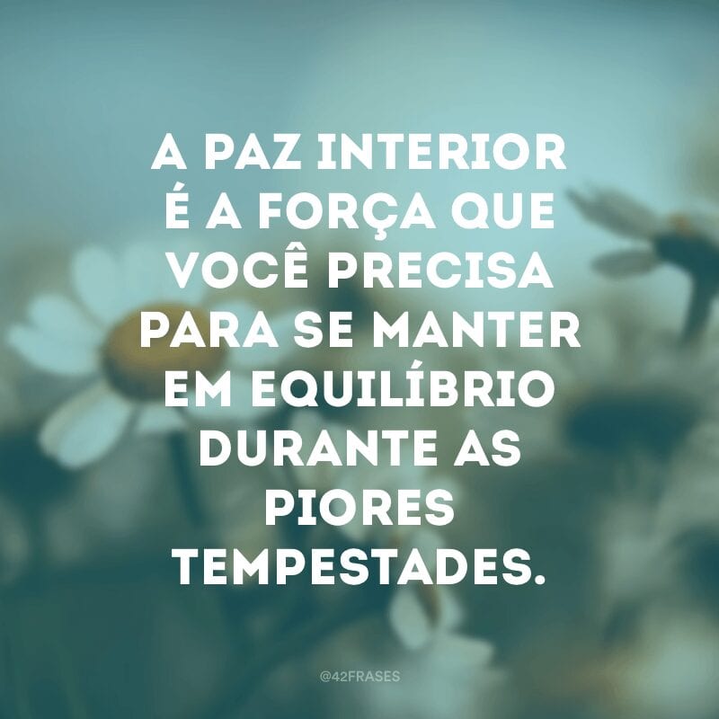 A paz interior é a força que você precisa para se manter em equilíbrio durante as piores tempestades.