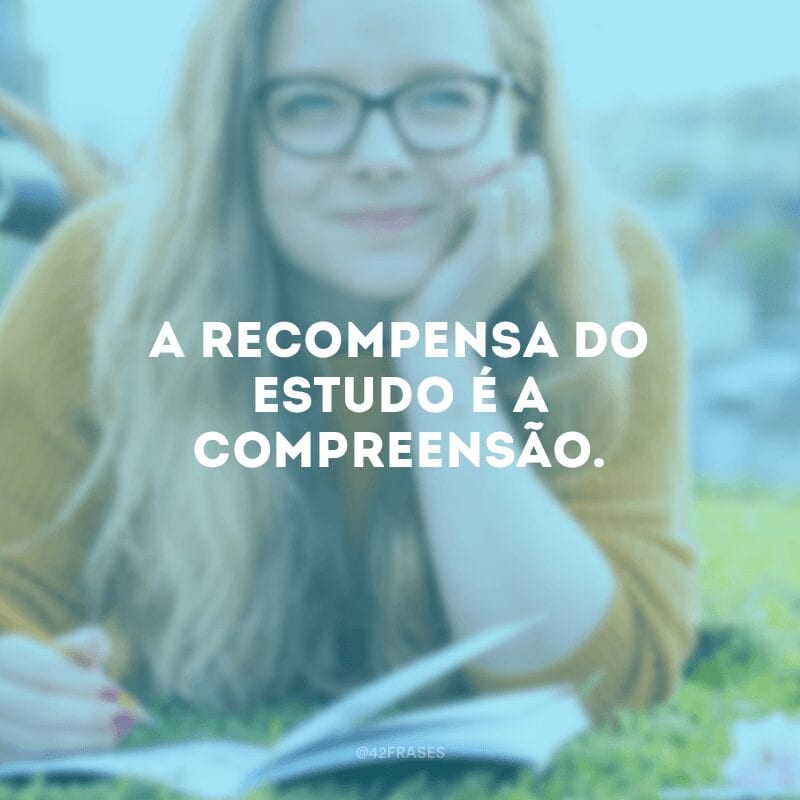 A recompensa do estudo é a compreensão.