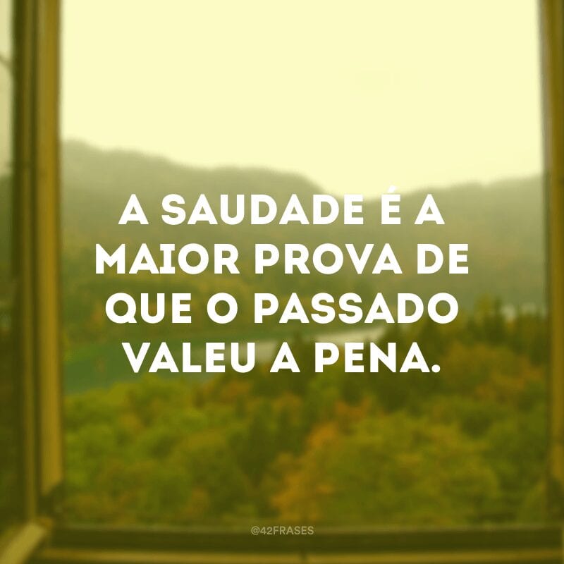 A saudade é a maior prova de que o passado valeu a pena.