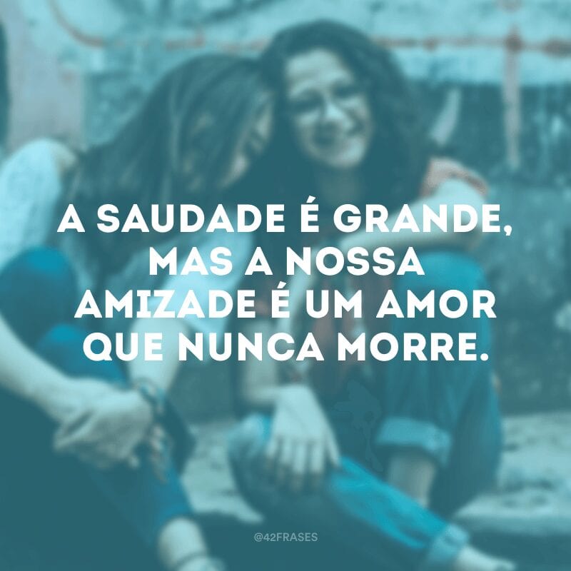 A saudade é grande, mas a nossa amizade é um amor que nunca morre.