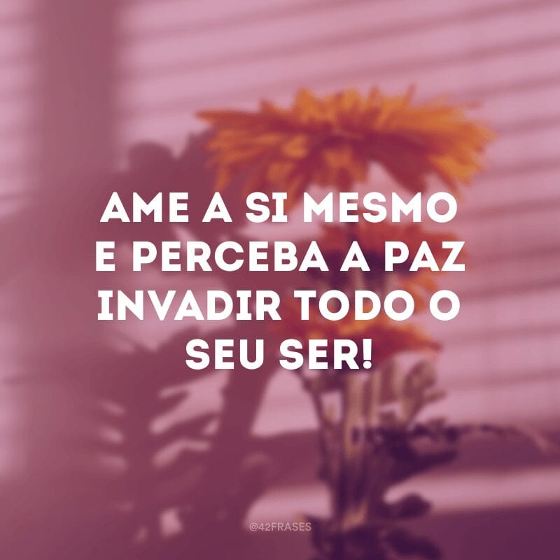 Ame a si mesmo e perceba a paz invadir todo o seu ser!