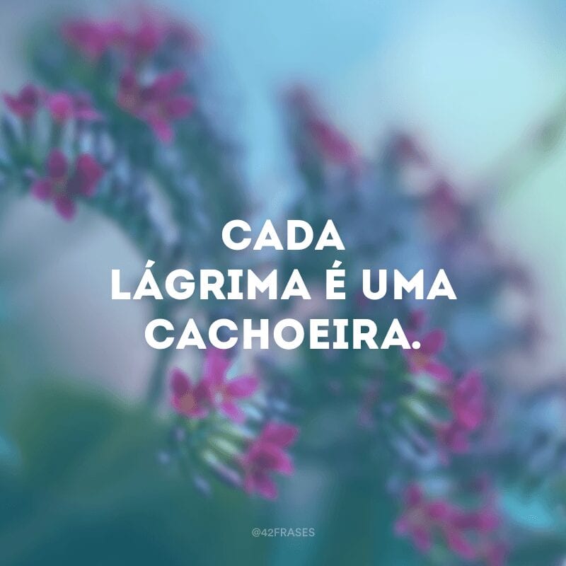 Cada lágrima é uma cachoeira.