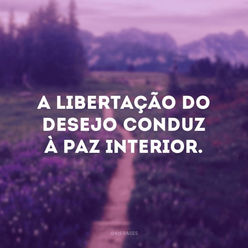 A libertação do desejo conduz à paz interior.