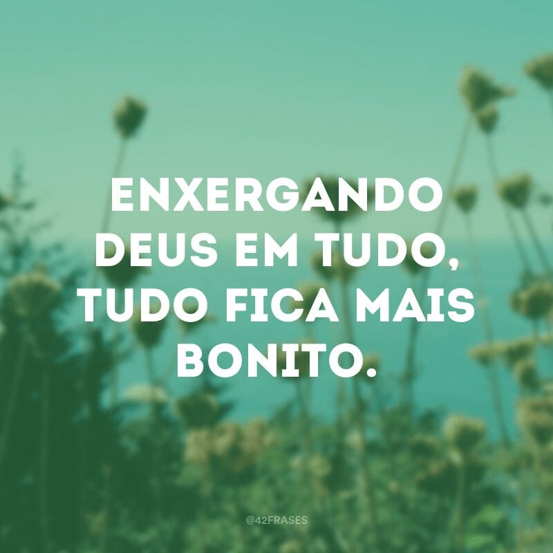 Enxergando Deus em tudo, tudo fica mais bonito.