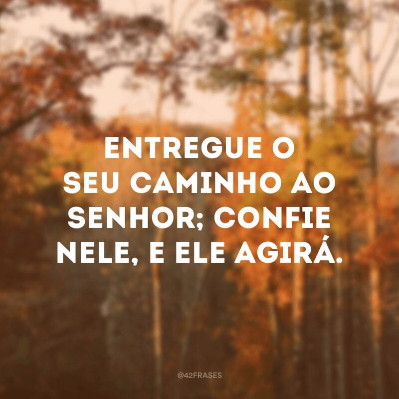 Entregue o seu caminho ao Senhor; confie nele, e ele agirá.