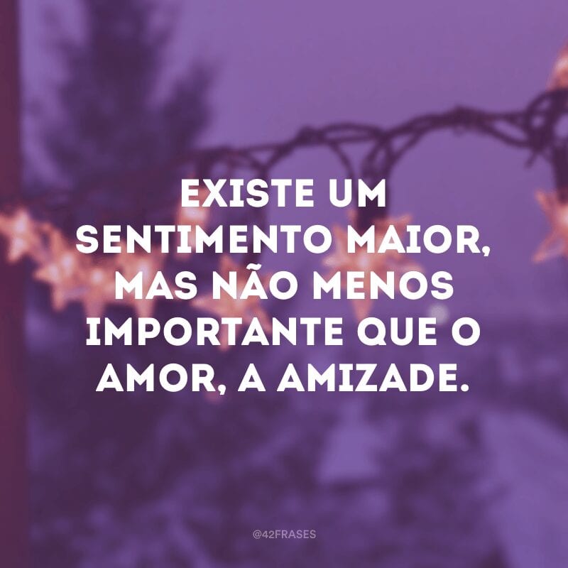 Existe um sentimento maior, mas não menos importante que o amor, a amizade.