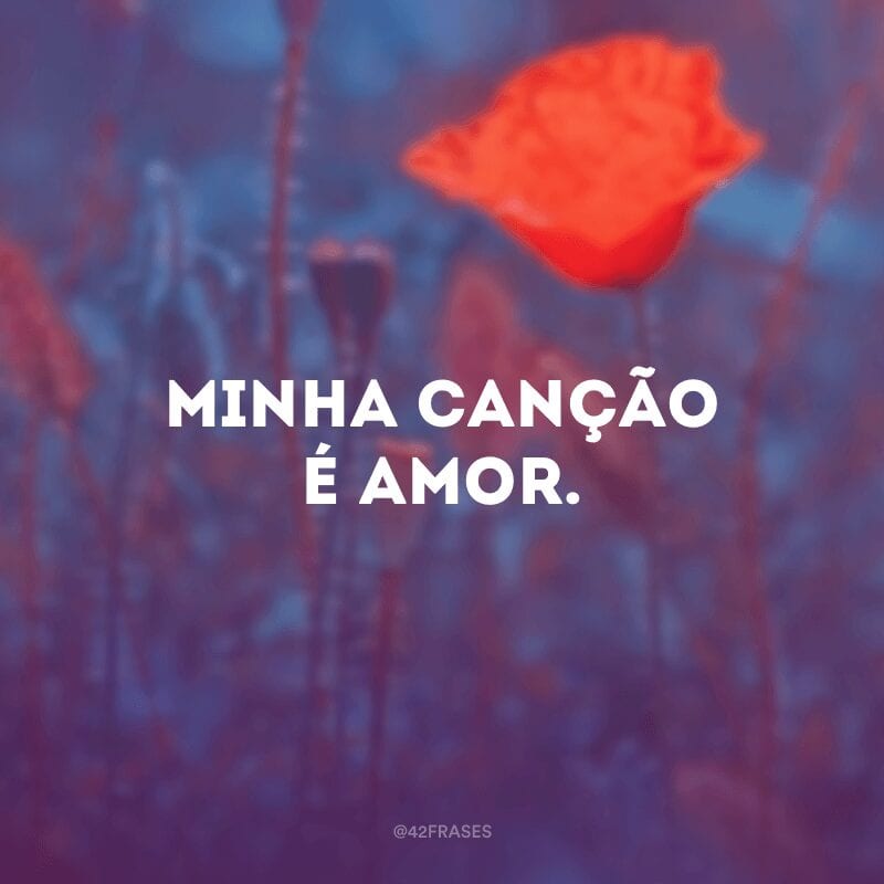 Minha canção é amor.