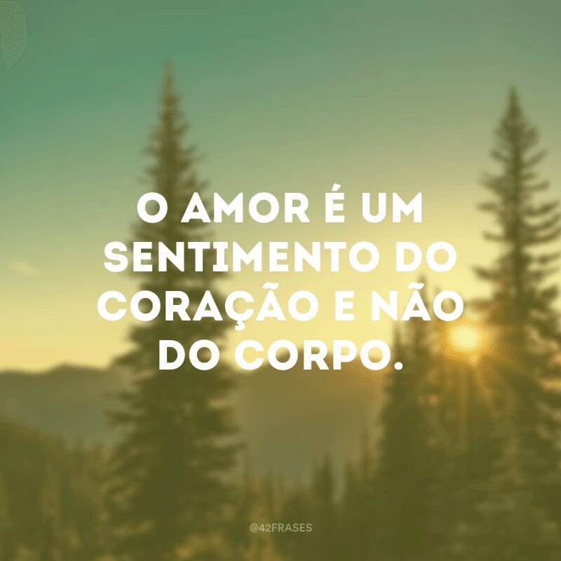 O amor é um sentimento do coração e não do corpo.