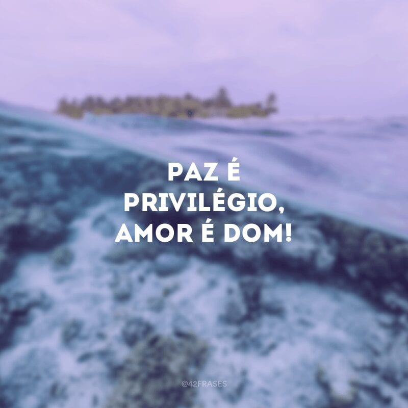 Paz é privilégio, amor é dom!